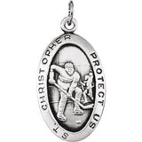 Sterling Silver 24.5x15.5mm St. Christopher Hockey Medal