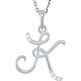 Sterling Silver .03 CTW Diamond Letter "L" Script Initial 18" Necklace