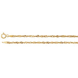 14K Yellow 2mm Singapore 7" Chain