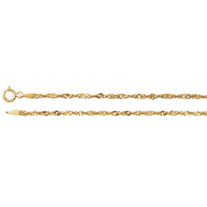 14K Yellow 2mm Singapore 7" Chain