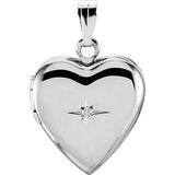 Sterling Silver .01 CTW Diamond Heart Locket