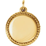 14K White Engravable Round Rope Pendant