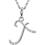 Sterling Silver .03 CTW Diamond Letter "L" Script Initial 18" Necklace