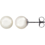 14K Yellow 4mm White Akoya Cultured Pearl Earrings