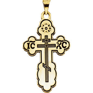 14K Yellow 19x13mm Orthodox Cross Pendant