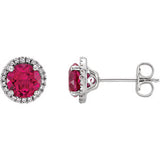 Sterling Silver Mozambique Garnet & .01 CTW Diamond Earrings