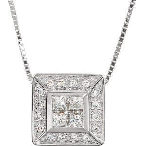 14K White 3-8 CTW Diamond 18" Necklace