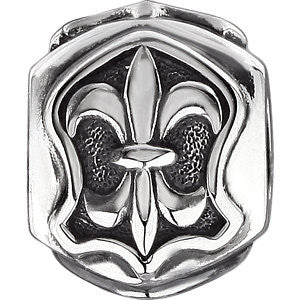 Sterling Silver 13x13mm Triangular Fleur de Lis Bead