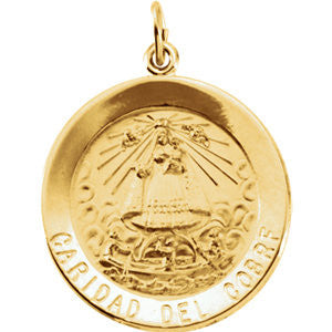 14K Yellow 22mm Round Caridad del Cobre Medal