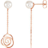 14K Rose Freshwater Cultured Pearl Earrings