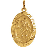 14K Yellow 25x18mm Oval St. Christopher Medal