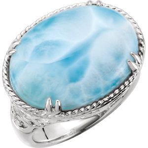 Larimar Rope & Scroll Design Ring