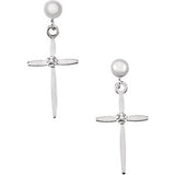 14K Yellow .01 CTW Diamond Cross Earrings