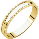 14K White 7mm Milgrain Light Band