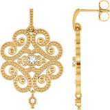 14K Yellow 1-5 CTW Diamond Granulated Earrings