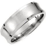 14K White 7.5mm Fancy Beveled Edge Carved Band Size 10.00