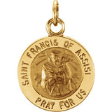 Sterling Silver 22mm Round St. Francis of Assisi Medal