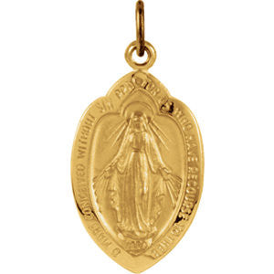 Sterling Silver 23x15mm Badge-Shaped Miraculous Medal