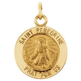 14K White 18mm Round St. Peregrine Medal