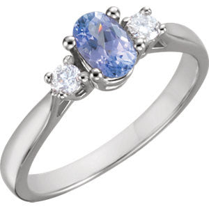 14K White Tanzanite & 1-6 CTW Diamond Ring