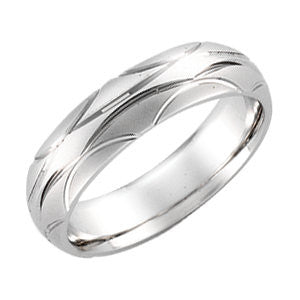 14K White 6mm Patterned Band Size 9