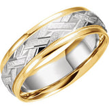 14K Yellow & White 7mm Patterned Band Size 6