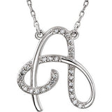 14K White Letter "K" 1-6 CTW Diamond Initial 17" Necklace