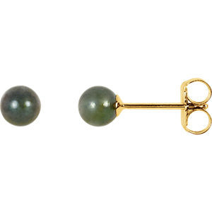 14K Yellow 7mm Black Akoya Cultured Pearl Earrings