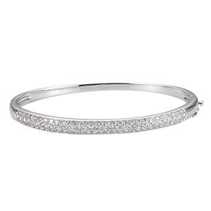 14K White 1 1-2 CTW Diamond Bangle 7" Bracelet