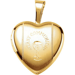 Sterling Silver First Communion Heart Locket