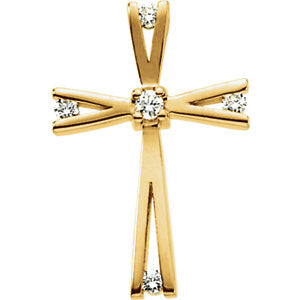 14K Yellow .08 CTW Diamond Cross Pendant