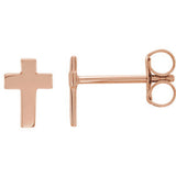 14K Yellow 7x5mm Cross Earrings