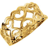 14K White Heart Motif Band