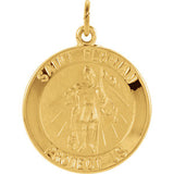 14K Yellow 12mm Round St. Florian Medal