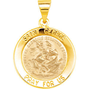 14K Yellow 15mm Round Hollow Miraculous Medal