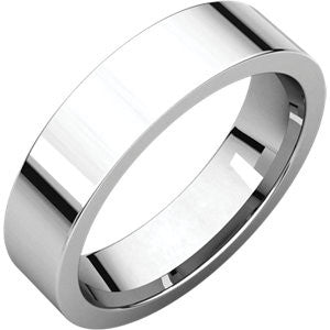 18K White 5mm Flat Comfort Fit Band