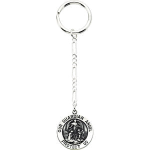 Sterling Silver 25mm Guardian Angel Key Chain