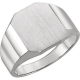 14K White 20x18mm Octagon Men's Signet Ring