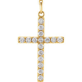 14K Yellow .50 CTW Diamond Cross Pendant