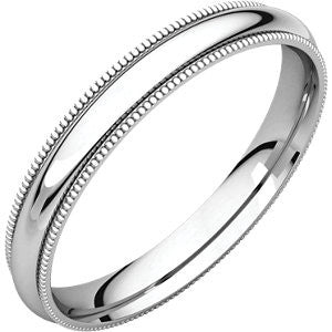 14K White 3mm Milgrain Comfort Fit Band