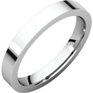 18K White 3mm Flat Comfort Fit Wedding Band