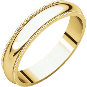 18K Yellow 4mm Milgrain Band