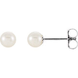 14K Yellow 4mm White Akoya Cultured Pearl Earrings