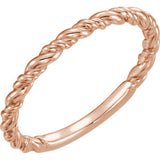 14K White Stackable Rope Ring