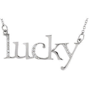 14K White .08 CTW Diamond "Lucky" 16.4" Necklace