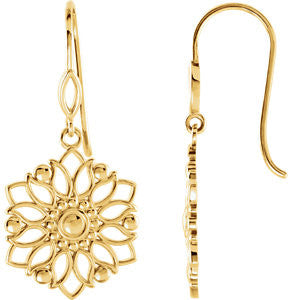 14K Yellow Decorative Dangle Earrings