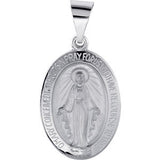 14K Yellow 15x11.5mm Oval Hollow Miraculous Medal