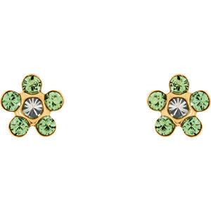 14K Yellow Imitation "July" Youth Birthstone Flower Inverness Piercing Earrings