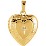 14K Yellow .005 CTW Diamond Heart Shape Locket