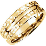 14K Yellow 7.5mm Fancy Carved Band Size 10